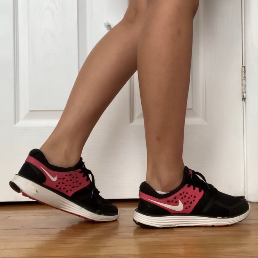 Black and pink Nike sneakers